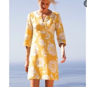 Boden Yellow Floral Linen Tunic Dress